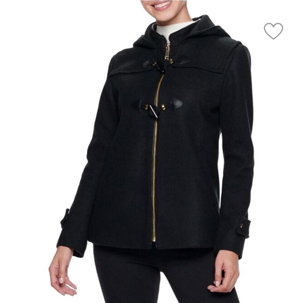 Nine West Women's Faux Fur Trim Hooded Duffel Coat